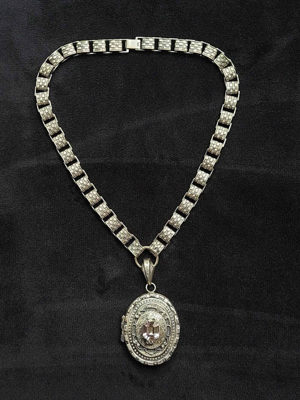 Victorian Book Chain Locket Antique Necklace